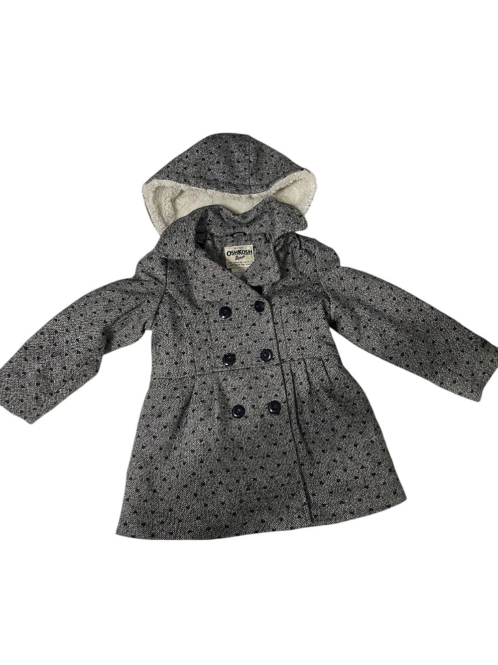 Oshkosh B’gosh girls Gray coat blue with hearts size 5
